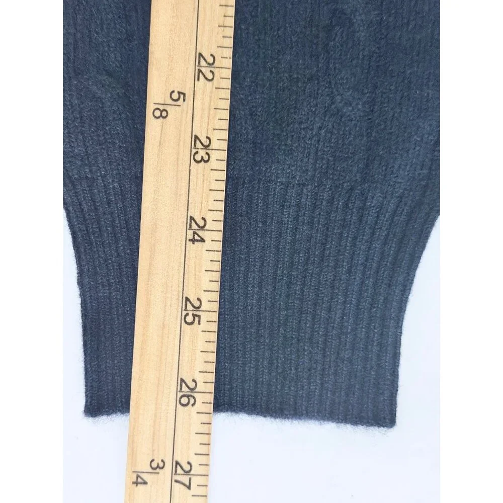 Alan‎ Flusser Wool Blend Cable Knit Sweater Mens XL Navy Blue Preppy